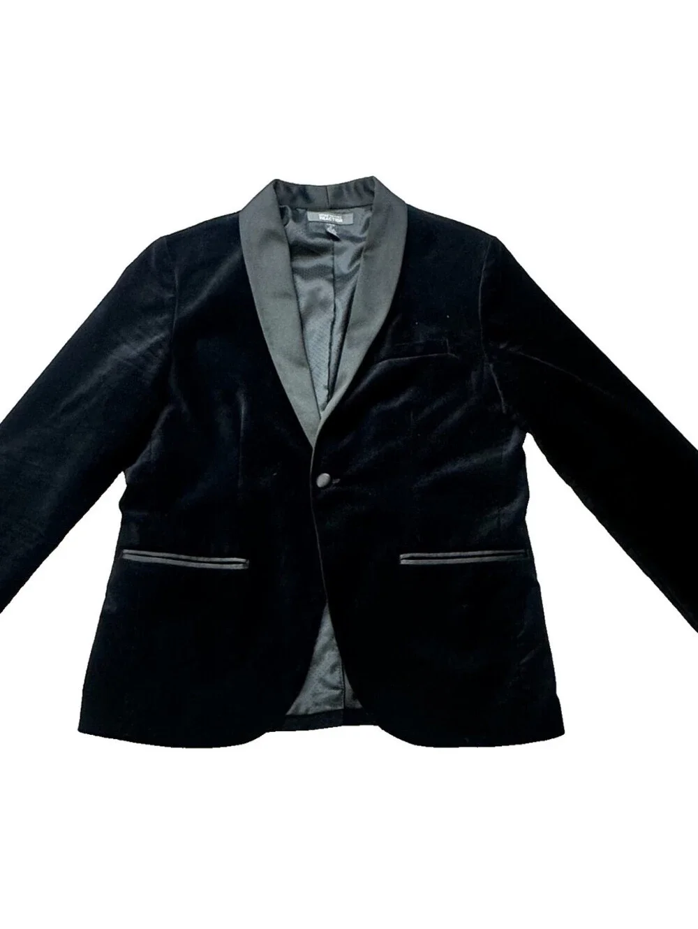 Kenneth Cole Reaction Men’s Large Black Velvet Tuxedo Blazer Satin Lapel